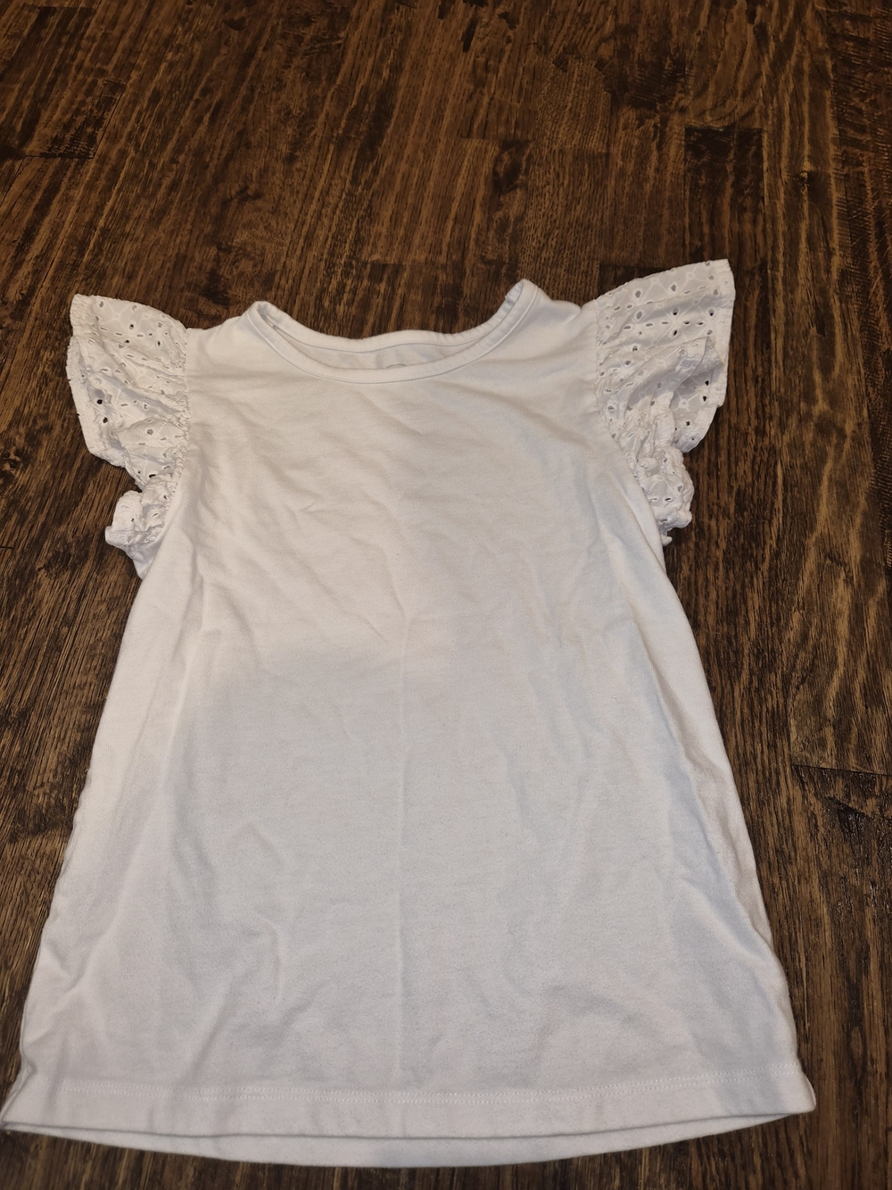 Girls Wonder Nation White Eyelet Flutter Sleeve Kids Cotton Top Sz 10-12